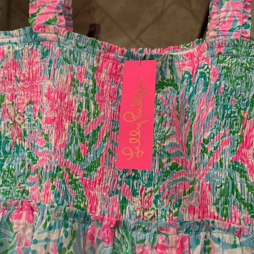 NWT Lilly Pulitzer Hadly Smocked Cotton Floral Maxi Dress - Picture 4 of 9